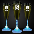 5 Day 6 Oz. Blue LED Imprintable Champagne Glass w/ Spiral Stem